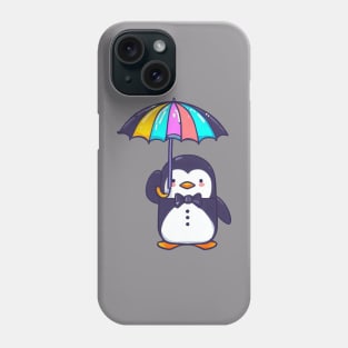 cute penguin holding an umbrella Phone Case