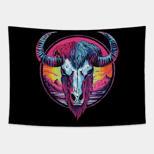 Buffalo skull colorful Tapestry