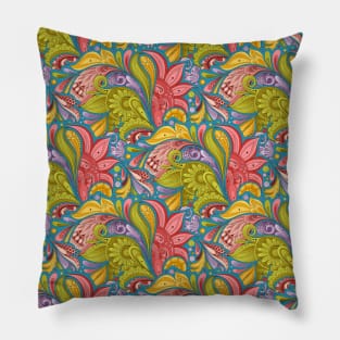 Floral Pattern in Paisley Garden Indian Style Pillow