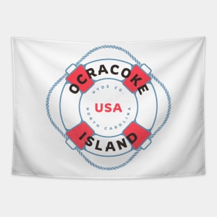 Ocracoke Island, NC Summertime Vacation Life Preserver Tapestry