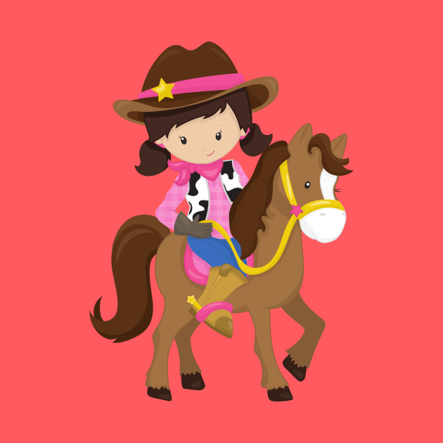 Cowgirl, Sheriff, Horse, Western, Brown Hair by Jelena Dunčević