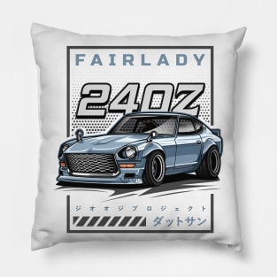 Vintage Car Fairlady 240Z (Grey Blue) Pillow
