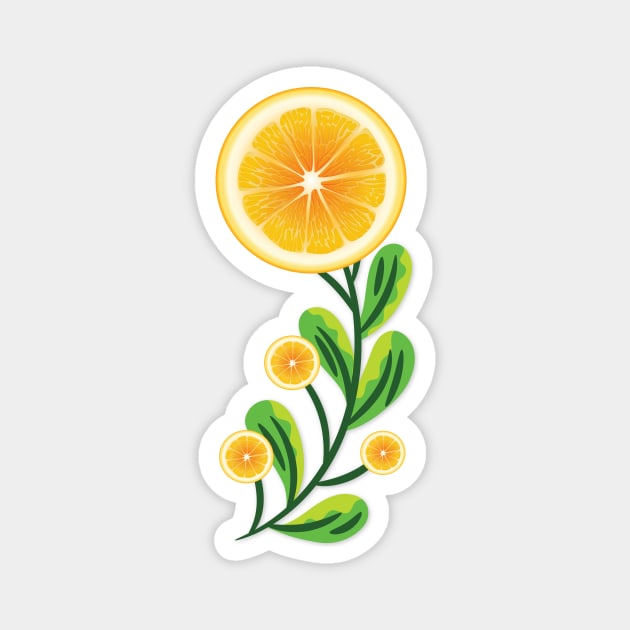 Orange fruit flower Magnet by Salma Ismail