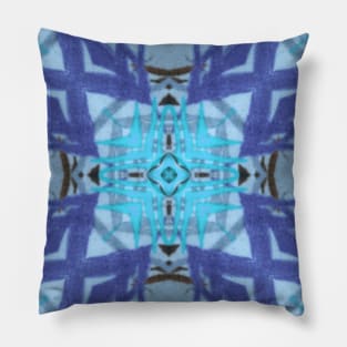 Blue and brown abstract print Pillow