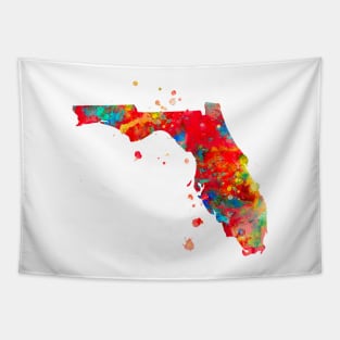 Florida State Map Watercolor Painting Tapestry