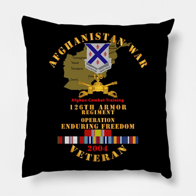 Afghanistan War  Vet - 126th Armor Regiment w AFGHAN SVC 2004 Pillow by twix123844