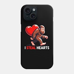 Bigfoot I Steal Hearts Funny Valentine's Day Bigfoot Holding Heart Lover Gifts Phone Case