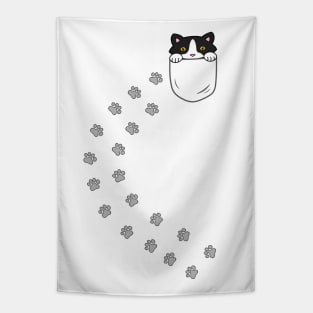 Cute tuxedo cat in a pocket Tapestry