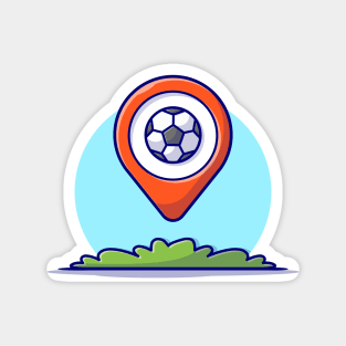 Location Map With Soccer Cartoon Vector Icon Illustration Magnet