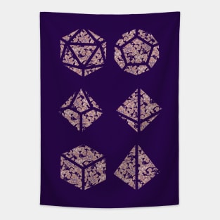 Peach, Purple, and Orange Gradient Rose Vintage Pattern Silhouette Polyhedral Dice - Dungeons and Dragons Design Tapestry