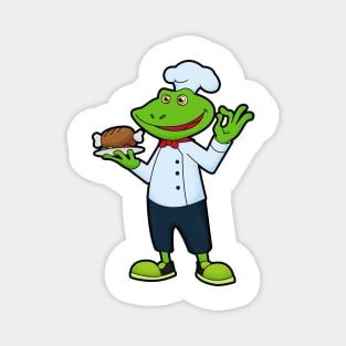 Frog as Cook with Serving plate & Chicken Magnet