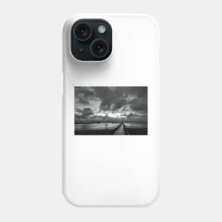 Monochrome sunrise over the Old Wooden Pier Phone Case