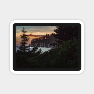 Explore; Pacific Northwest Beach Sunset Magnet