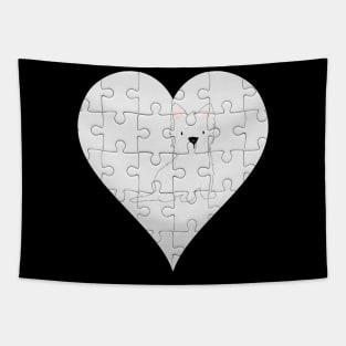 West Highland White Terrier Heart Jigsaw Pieces Design - Gift for West Highland White Terrier Lovers Tapestry