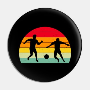 Retro Soccer Sunset Football Player Pin