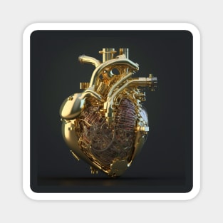 Gold Mechanical Heart Magnet