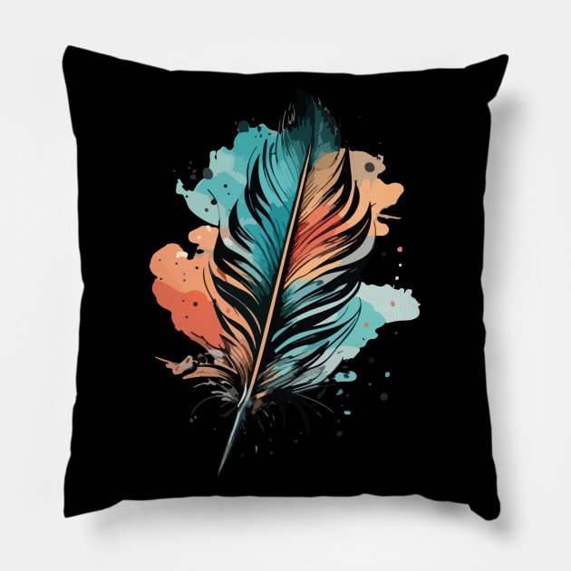 Bird Feathers Pillow by CatCoconut-Art