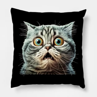 Funny Scared Cat Face, Cat Lover, Scaredy Cat Pillow