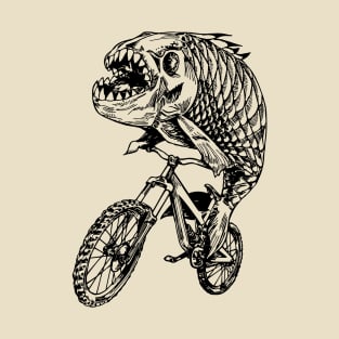 SEEMBO Piranha Cycling Bicycle Cyclist Biker Biking Fun Bike T-Shirt