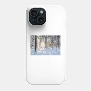 Sunshine in winter forest evening Phone Case