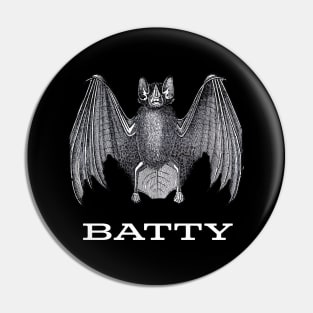 Batty Bat Halloween October Men Women Pun Humor Vintage Pin