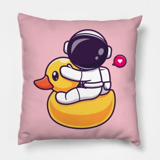 Cute Astronaut Riding Duck Balloon Cartoon Pillow