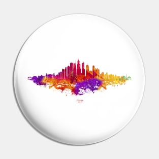 Chicago City Skyline - Colorful Watercolor silhouette on White Background Pin