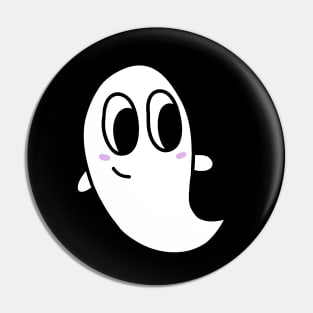 Cute Blushing Ghost Cartoon on a Black Backdrop, made by EndlessEmporium Pin