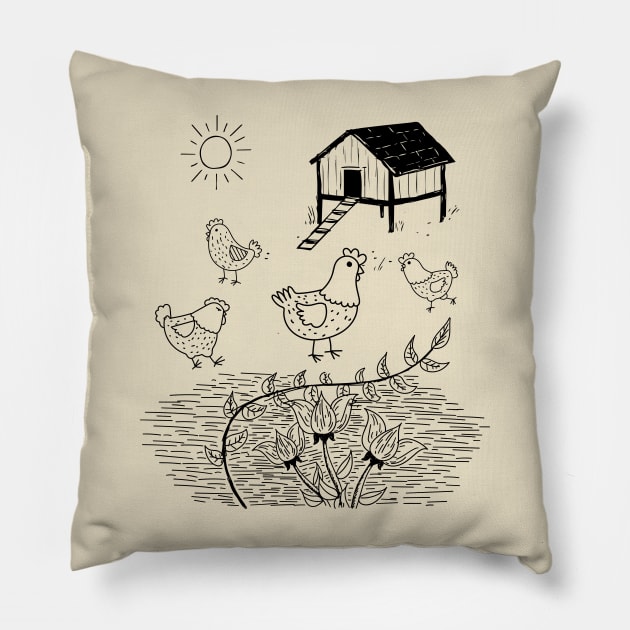 chicken coop art Pillow by ARTBYHM