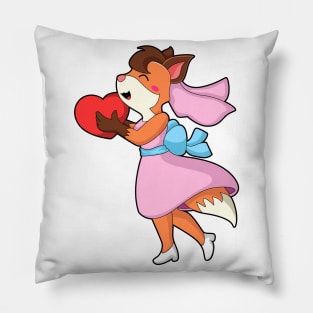 Fox as Bride with Dress & Heart Pillow