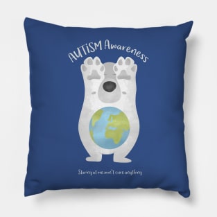 Autism Awareness Earth Bear Pillow