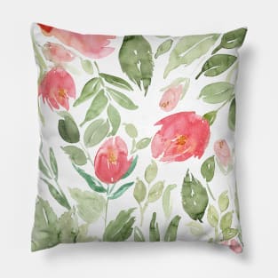 Painterly Red Floral Pattern Pillow