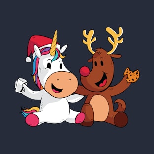 Christmas Unicorn And Reindeer T-Shirt