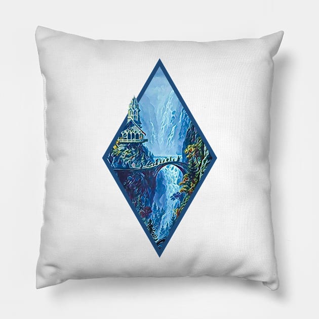 The Fellowship Departs - Digital Art - Diamond Frame - White - Fantasy Pillow by Fenay-Designs