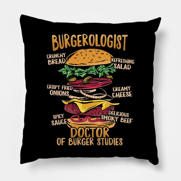 Hamburger Studies - Doctor of Burger Studies Design Pillow by Graphic Duster