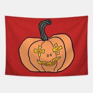 Flame Eyes Mouth Scary Jack O Lantern Halloween Design Tapestry