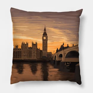 London by sunset Illustration Pillow