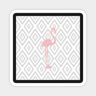 Abstract geometric pattern - gray and white - pink flamingo Magnet