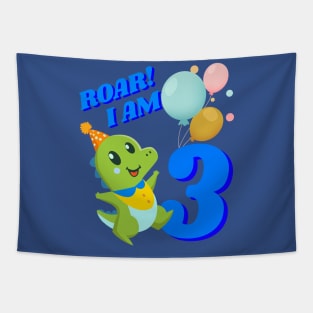 3rd Birthday Child Kid Dino Dinosaur ROAR Tapestry