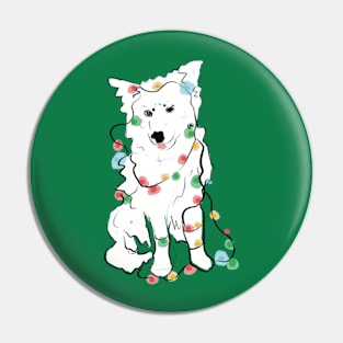 Dog wrapped in Christmas lights Pin