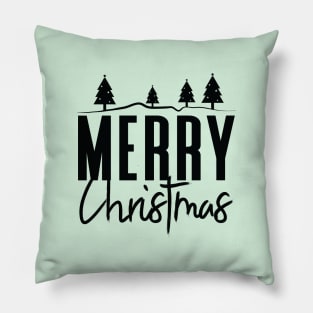 Merry Christmas Everyone with Christmas tree BLACK Pillow