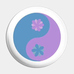 Floral yin yang in digital lavender and tranquil blue Pin