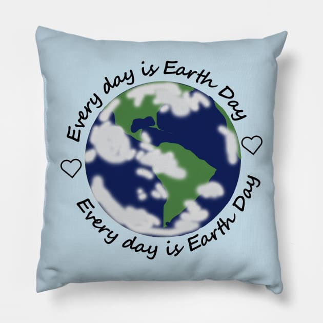 Every Day is Earth Day Eco Hearts Pillow by ellenhenryart