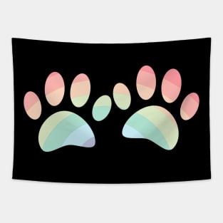 Pastel Color Rainbow Dog Paw Prints Tapestry