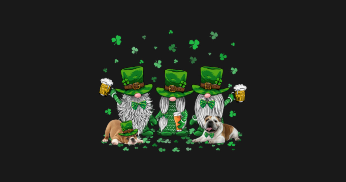 Download Funny Lucky Dog Gnome St Patrick's Printed Shirts Bulldog ...