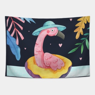 Summer Season Funny Flamingo Tapestry