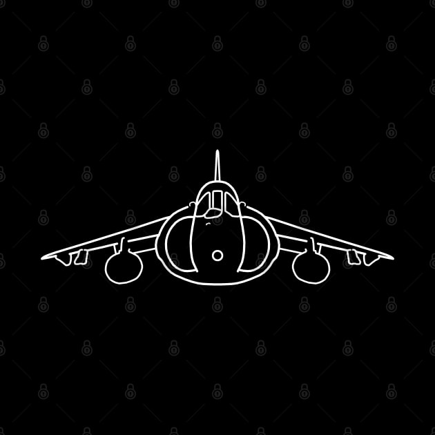 Hawker Harrier classic British jump jet aircraft white minimal outline by soitwouldseem