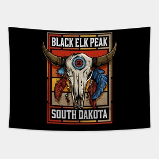 Black Elk Peak South Dakota Native American Bison Skull Tapestry