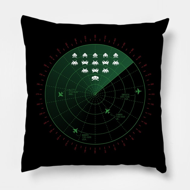 Air Space Invaders Pillow by santo76