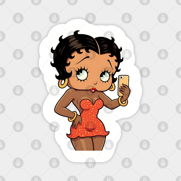 Black Betty Boop Selfie Magnet by UrbanLifeApparel